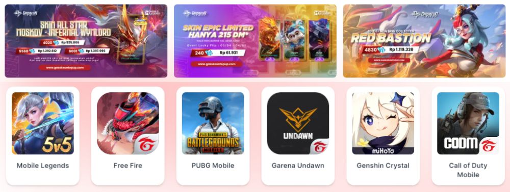 Top up game dan jual voucher game termurah dan lengkap